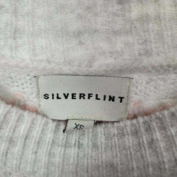 Silverflint Gray Pink Nordic Fair Isle Crewneck Sweater XS - Picture 3 of 5
